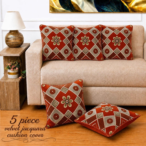 Decorative Rust Orange Velvet Cushion Cover(Pack of 5) - The Linen House