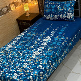Designer Blue Floral Print Bedsheet – Single Size (Pack of 2) - The Linen House
