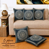Designer Blue Velvet Cushion Covers(Pack of 5) - The Linen House