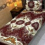 Designer Burgundy Print Bedsheet – Single Size (Pack of 2) - The Linen House