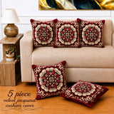 Designer Maroon Floral Cushion Cover(Pack of 5) - The Linen House