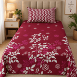 Designer Maroon Printed Single Bedsheet (Pack of 2) - The Linen House