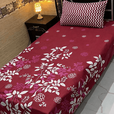 Designer Maroon Printed Single Bedsheet (Pack of 2) - The Linen House