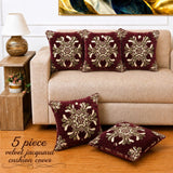 Designer Maroon Velvet Cushion Cover(Pack of 5) - The Linen House