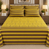 Designer Mustard Yellow Striped 7Pc Bedspread Set - The Linen House