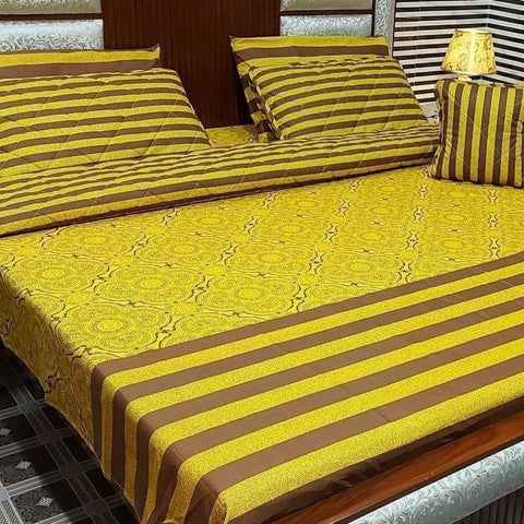 Designer Mustard Yellow Striped 7Pc Bedspread Set - The Linen House