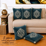 Designer Teal Blue Velvet Cushion Covers (Pack of 5) - The Linen House