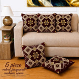 Designer Velvet Jacquard Cushion Cover(Pack of 5) - The Linen House