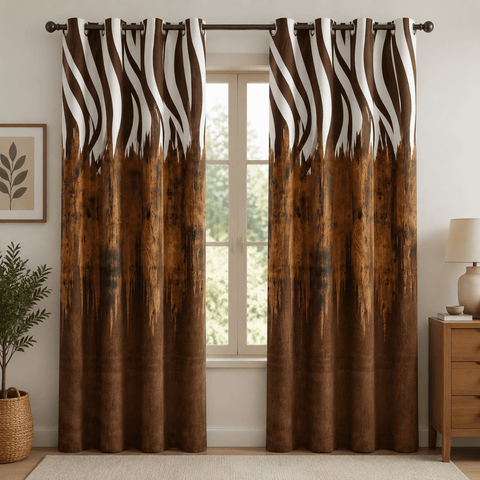 Designer Walnut Grain Blackout Curtains - The Linen House