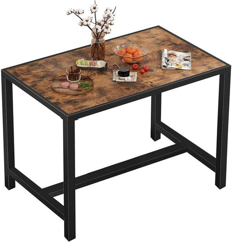 Dining Table, Rectangular Table with Metal Edges, Kitchen Table for Home Office - The Linen House