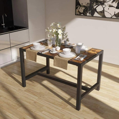 Dining Table, Rectangular Table with Metal Edges, Kitchen Table for Home Office - The Linen House