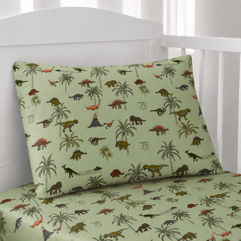 Dino Jungle Baby Crib Sheet & Pillow - The Linen House