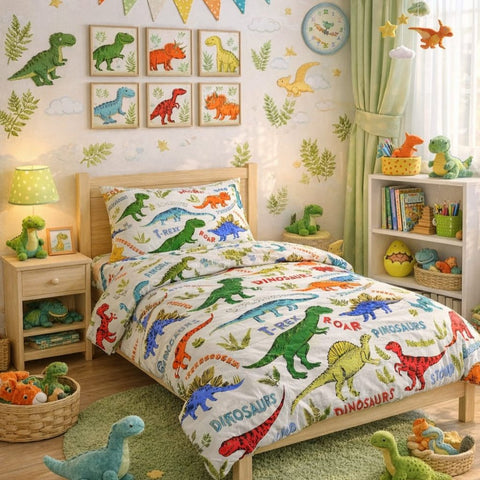 Dinosaur Kingdom Kids Bedsheet - The Linen House