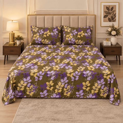 Double Bed Flower Print Bedsheet - The Linen House