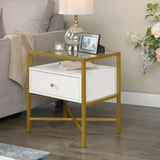 End Table with White and Gold Finish