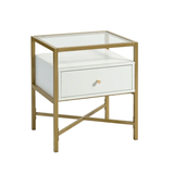 End Table with White and Gold Finish