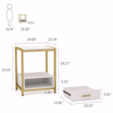 End Table with Drawer and Storage Shelves