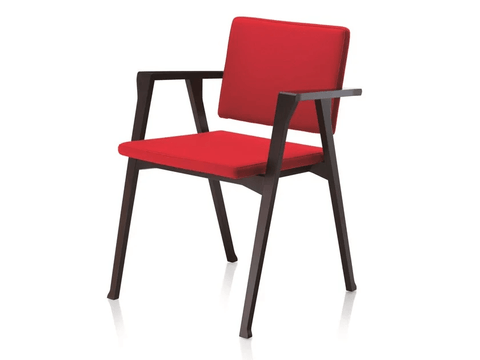 Red Upholstered Iron Arm Chair - The Linen House