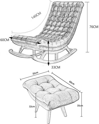 Solid Wood Rocking Chair with Footrest