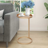Duke End Table Round Metal End Table with Handle - The Linen House