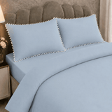 Duvet Cover Set with White Pom Pom Lace Pillowcases - The Linen House