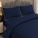 Duvet Cover Set with White Pom Pom Lace Pillowcases - The Linen House