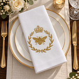 Royal Crown & Bee Embroidered Table Napkin