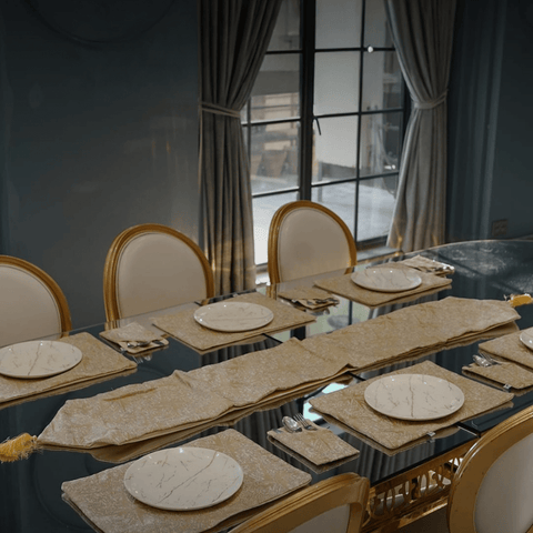 Elegance in Neutral Tones Table Mat Set - The Linen House