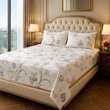 Elegant Beige Floral Bed Set (3pcs) - The Linen House