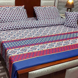 Elegant Blue & Red Traditional 7Pc Bedspread Set - The Linen House