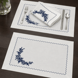 Elegant Blue & White Embroidered Table Linen Set - The Linen House