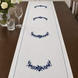 Elegant Blue & White Embroidered Table Linen Set - The Linen House
