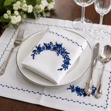 Elegant Blue & White Embroidered Table Linen Set - The Linen House