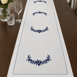 Elegant Blue & White Embroidered Table Linen Set - The Linen House