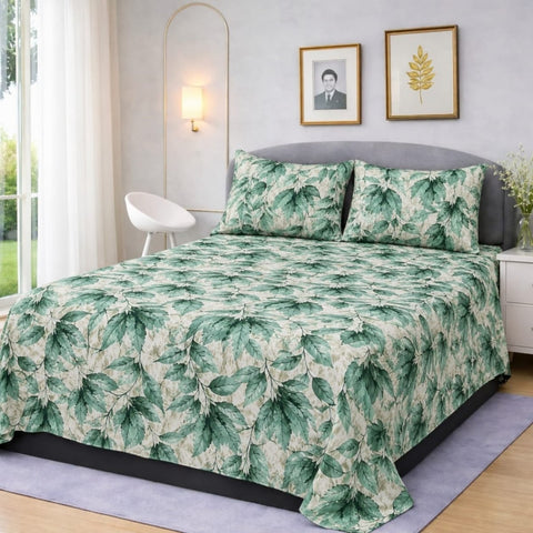 Elegant Botanical Printed Bedsheet Set (3pcs) - The Linen House