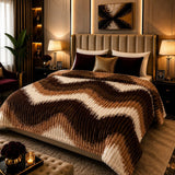 Elegant Brown Pattern Blanket - The Linen House