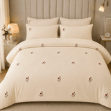 Elegant Cream Floral Embroidered Bedding Set