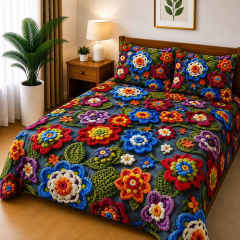 Elegant Daisy Floral Printed Bed Sheet - The Linen House