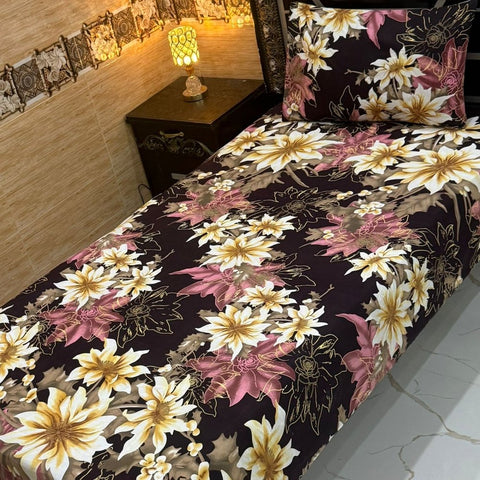 Elegant Dark Base Design Print Bedsheet – Single Size (Pack of 2) - The Linen House