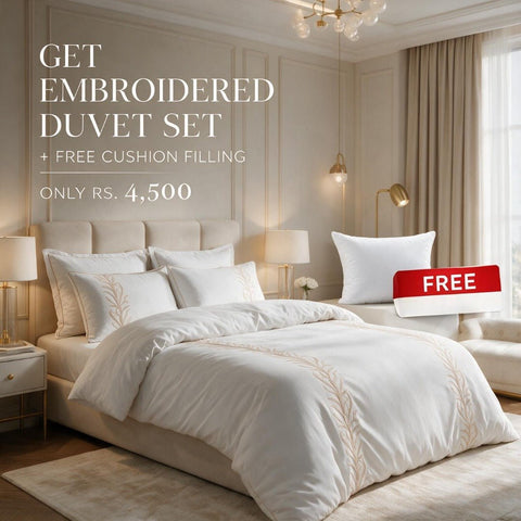Elegant Embroidered Duvet Set + FREE Cushion Filling - The Linen House
