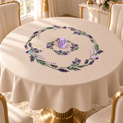 Elegant Floral Embroidered Table Cover - The Linen House