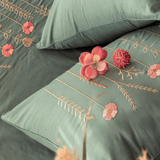 Elegant Floral & Stripe Embroidered Duvet Set – Perfect for Bedroom Décor - The Linen House