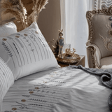 Elegant Floral & Stripe Embroidered Duvet Set – Perfect for Bedroom Décor - The Linen House
