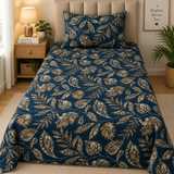 Elegant Gold Leaf Print Bedsheet – Single Size (Pack of 2) - The Linen House