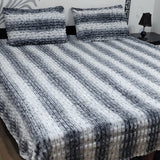 Elegant Grey & White Textured Fleece Bedsheet - The Linen House