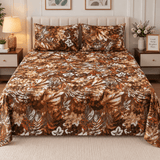 Elegant Leaf Print Bedsheet – King Size - The Linen House