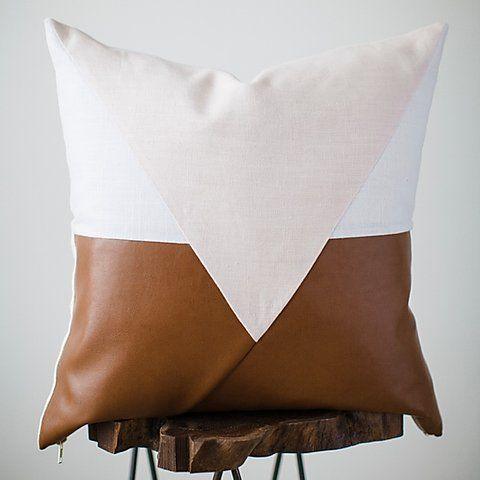 Elegant Leather - Worked Cushion Cover - The Linen House