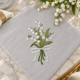 Elegant Lily Bouquet Embroidered Table Napkin - The Linen House