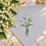 Elegant Lily Bouquet Embroidered Table Napkin - The Linen House