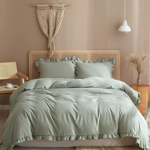 Elegant Lotus Leaf Duvet Cover – Soft, Stylish, and Breathable - The Linen House